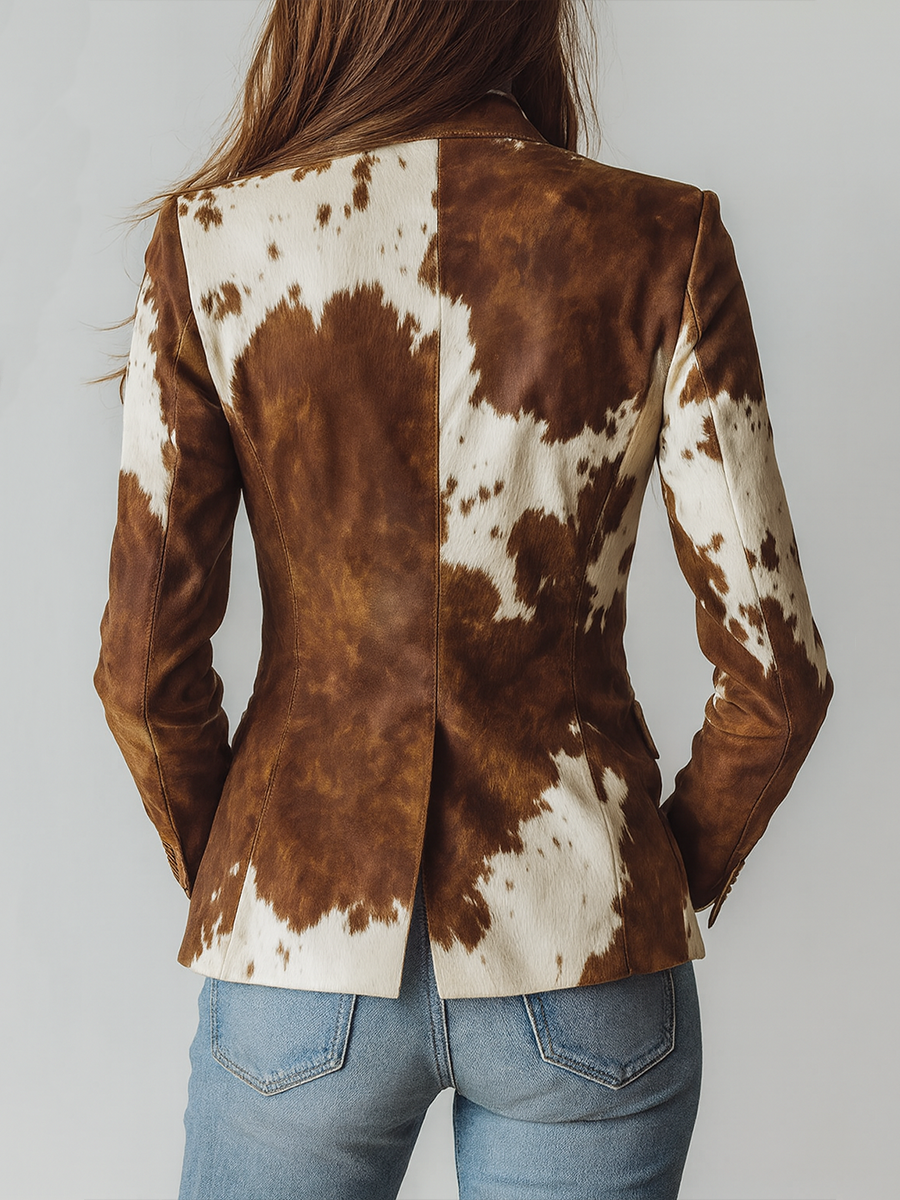 Adèle | Blazer vintage imprimé vache écoresponsable