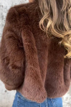 Anaïs | Veste décontractée en fausse fourrure à col roulé zippé