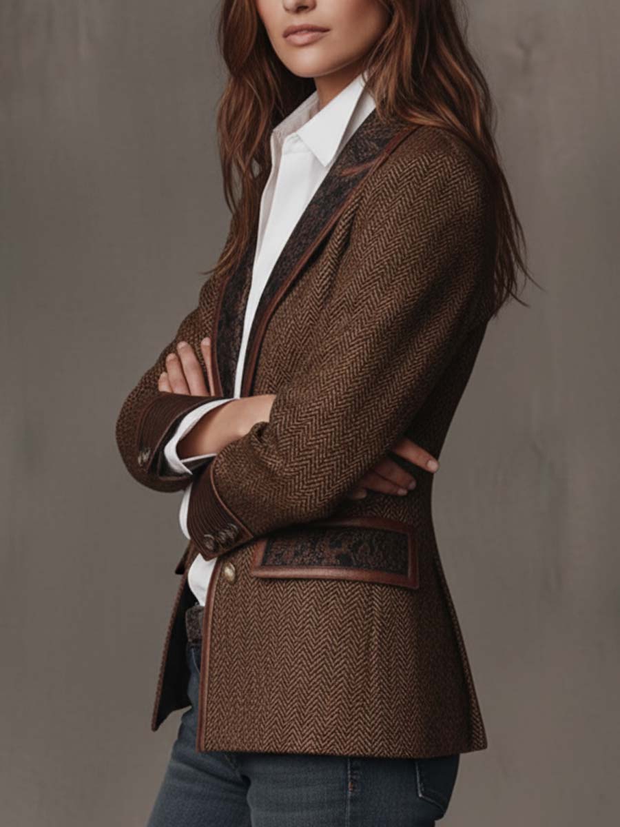 Capucine | Blazer à Empiècements Imprimé Chevrons