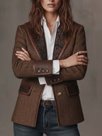 Capucine | Blazer à Empiècements Imprimé Chevrons