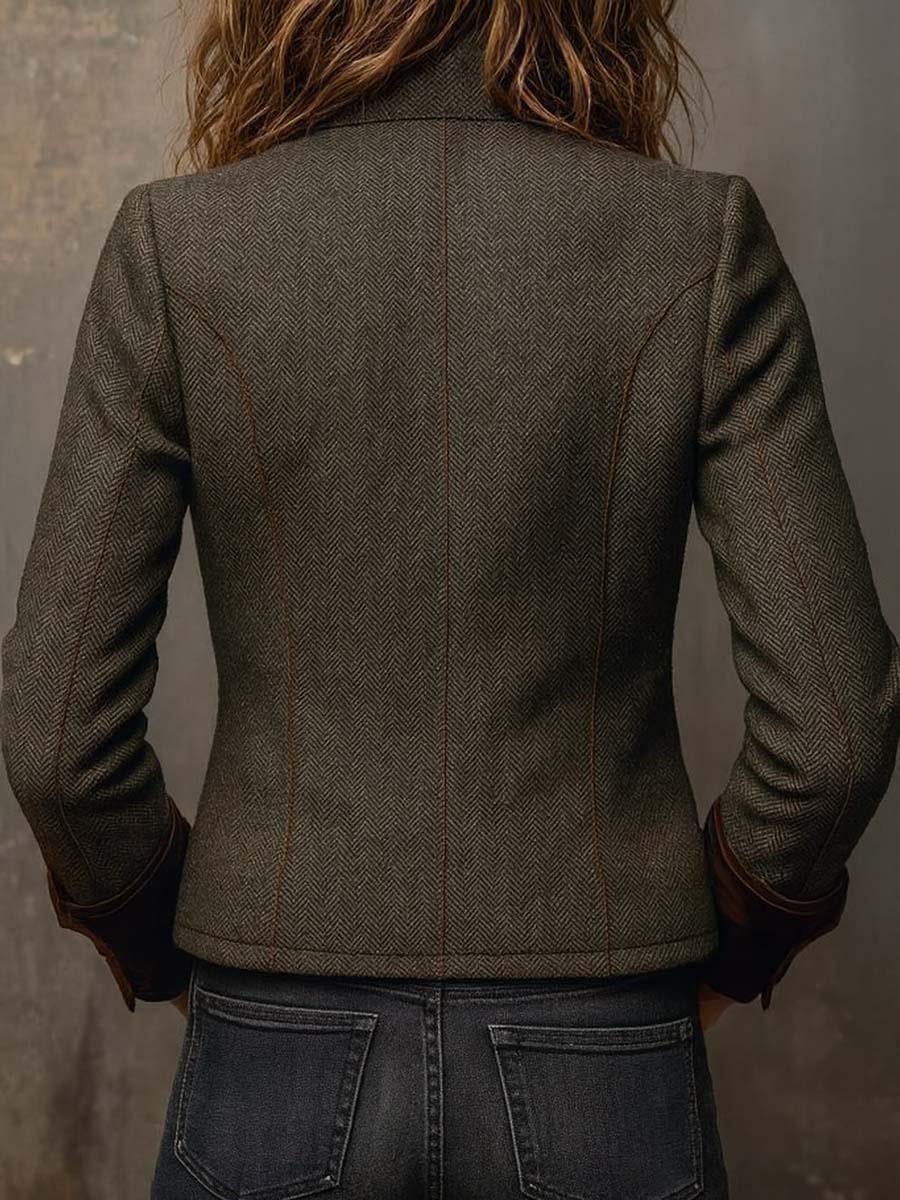 Sidonie | Blazer vintage à chevrons et liserés contrastants