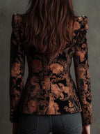 Jade | Blazer de tailleur à imprimé floral noir et bronze
