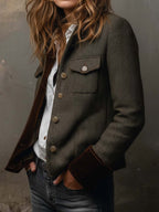Sidonie | Blazer vintage à chevrons et liserés contrastants