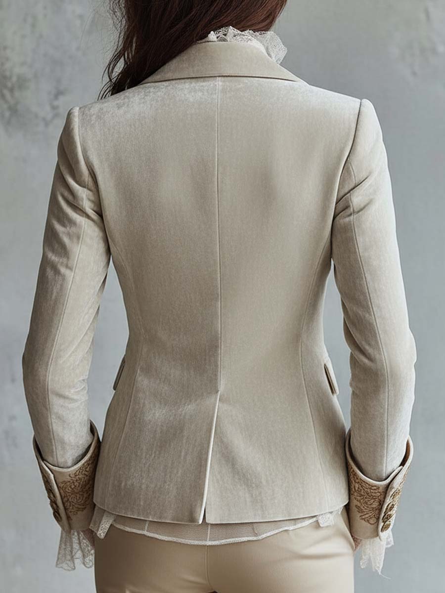 Éléonore | Blazer tailleur ivoire brodé