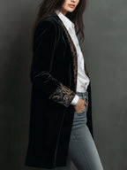 Romane | Blazer Ajusté Imprimé Baroque Noir