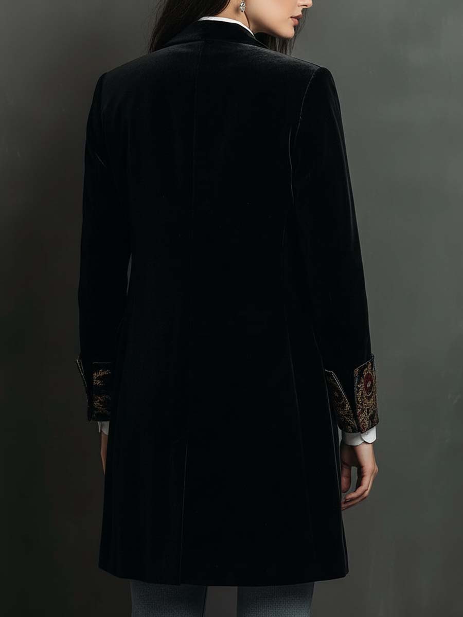 Romane | Blazer Ajusté Imprimé Baroque Noir