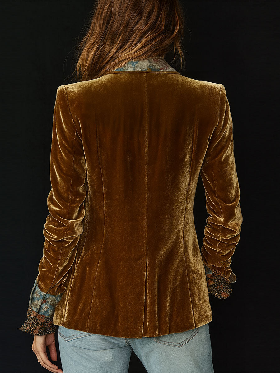 Juliette | Blazer patchwork à imprimé floral vintage