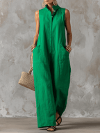 Amparo | Mono jumpsuit con cuello mao y botones