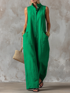 Amparo | Mono jumpsuit con cuello mao y botones