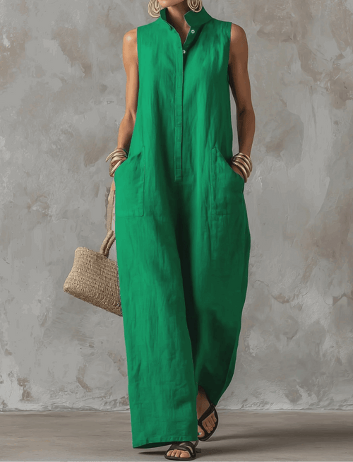 Amparo | Mono jumpsuit con cuello mao y botones