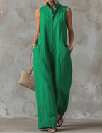 Amparo | Mono jumpsuit con cuello mao y botones