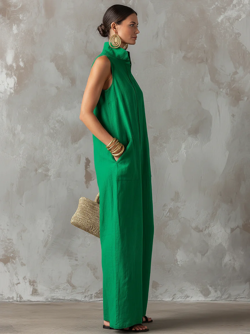 Amparo | Mono jumpsuit con cuello mao y botones