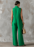 Amparo | Mono jumpsuit con cuello mao y botones