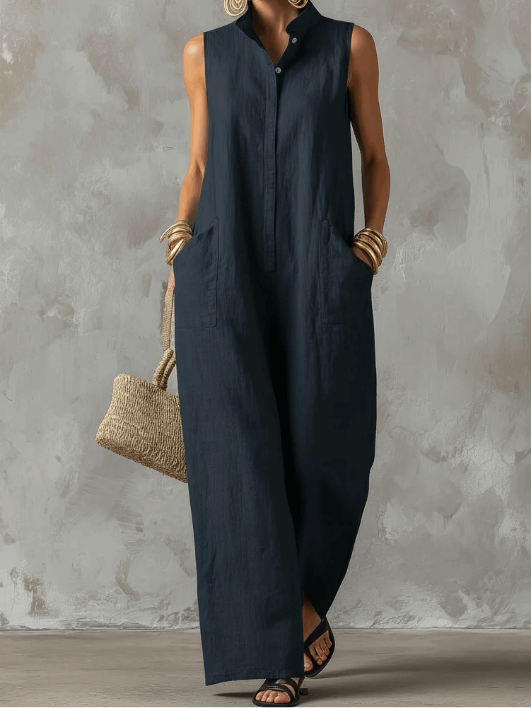 Amparo | Mono jumpsuit con cuello mao y botones