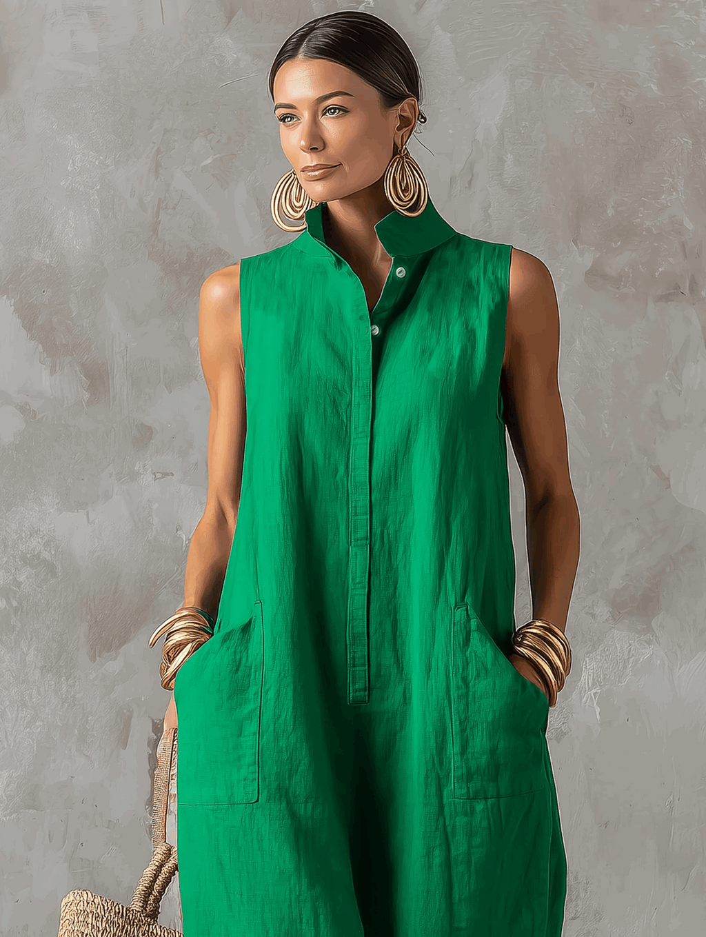 Amparo | Mono jumpsuit con cuello mao y botones