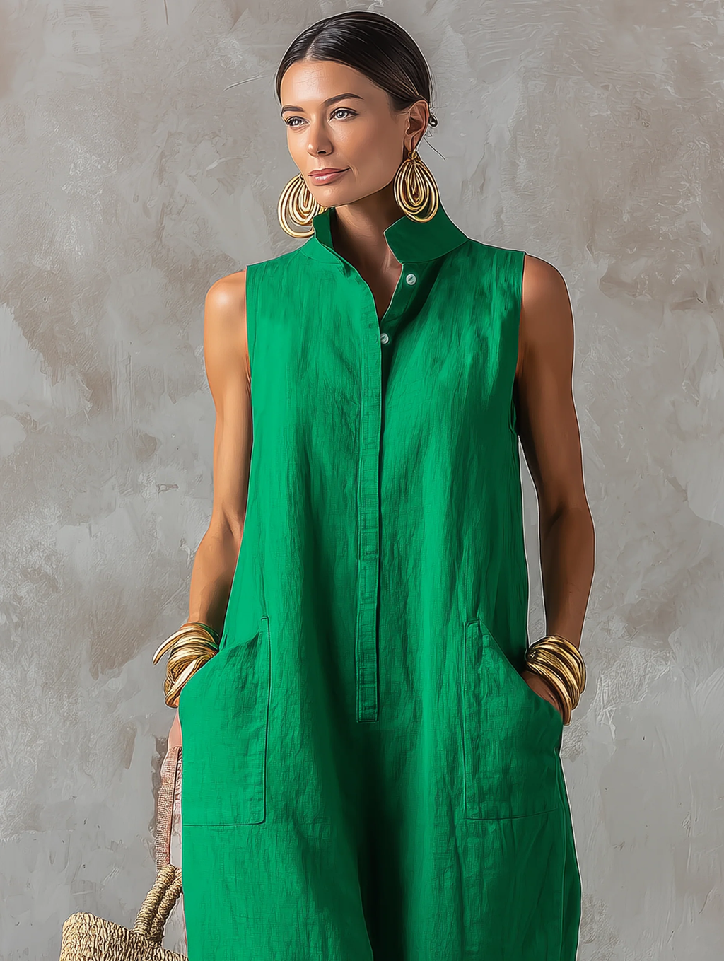 Amparo | Mono jumpsuit con cuello mao y botones