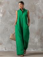 Amparo | Mono jumpsuit con cuello mao y botones