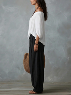 Almudena | Conjunto blusa off-shoulder y pantalón palazzo