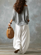 Almudena | Conjunto blusa off-shoulder y pantalón palazzo