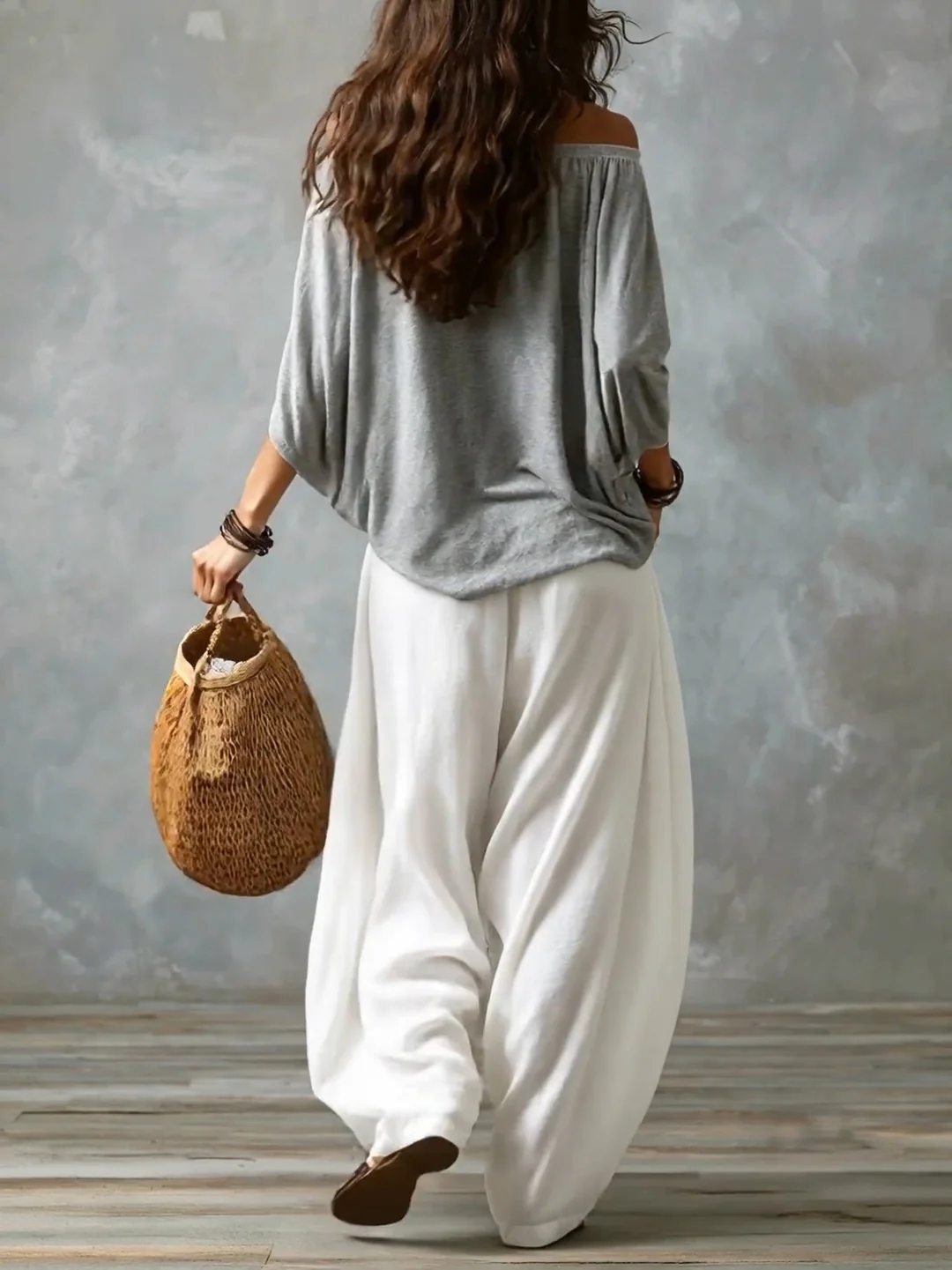 Almudena | Conjunto blusa off-shoulder y pantalón palazzo