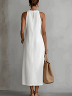 Alba | Vestido midi blanco con detalle de encaje