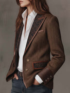 Capucine | Blazer à Empiècements Imprimé Chevrons
