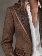 Capucine | Blazer à Empiècements Imprimé Chevrons