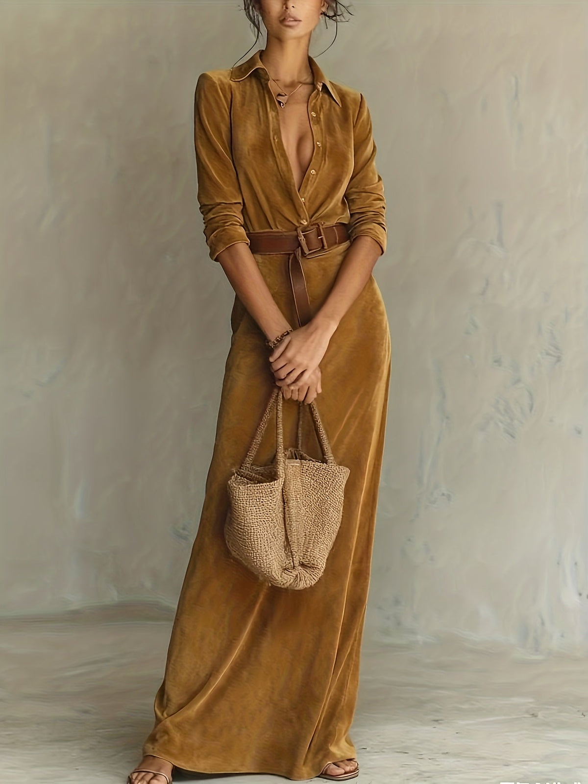 Madeleine | Robe en daim avec ceinture