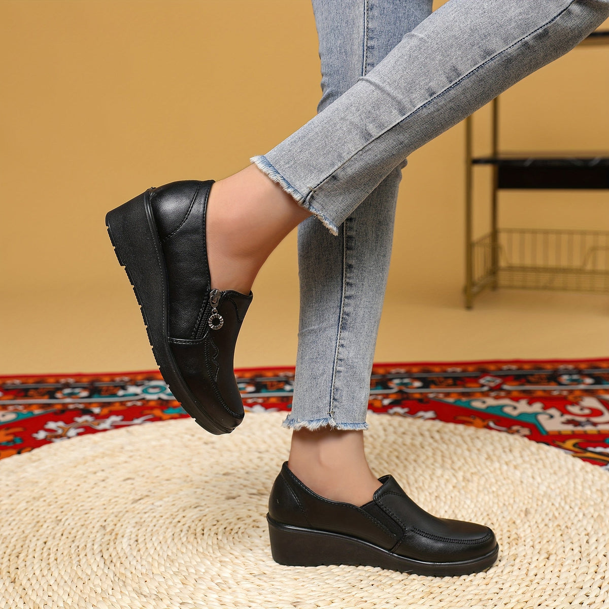 Dominique | Mocassins compensés à zip latéral