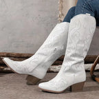 Colette | Bottes hautes à broderie western et bout pointu