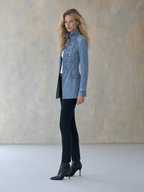 Émilie | Veste militaire en denim bleu à col montant