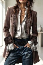 Salomé | Blazer ajusté en velours brodé