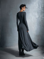 Séraphine | Robe longue drapée à nœud latéral