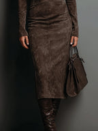 Isaure | Robe mi-longue en daim