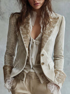 Éléonore | Blazer tailleur ivoire brodé