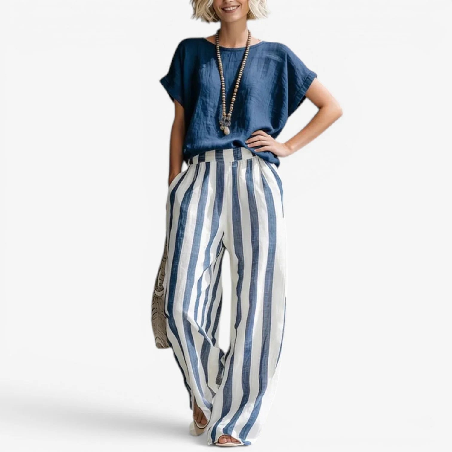 Claricia | Traje de dos piezas de lino a rayas