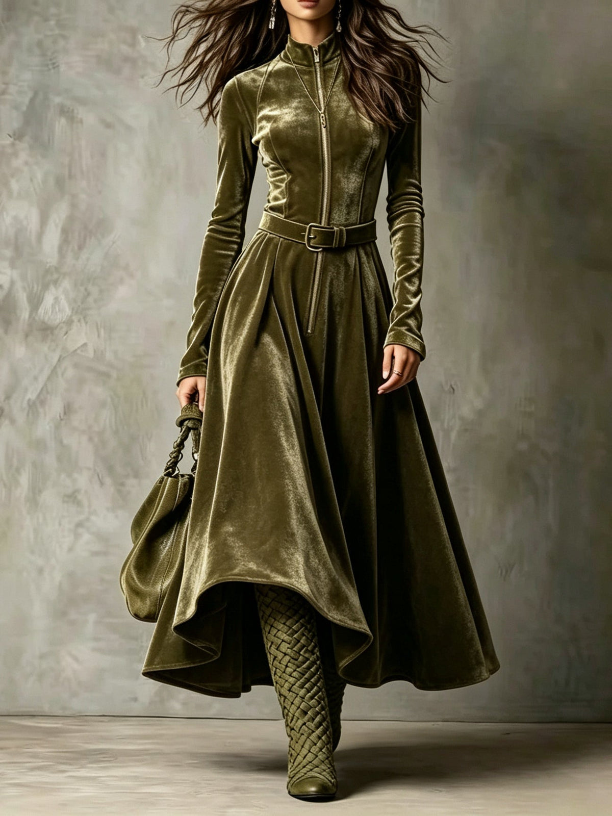 Raphaëlle | Robe longue avec zip devant d’inspiration vintage