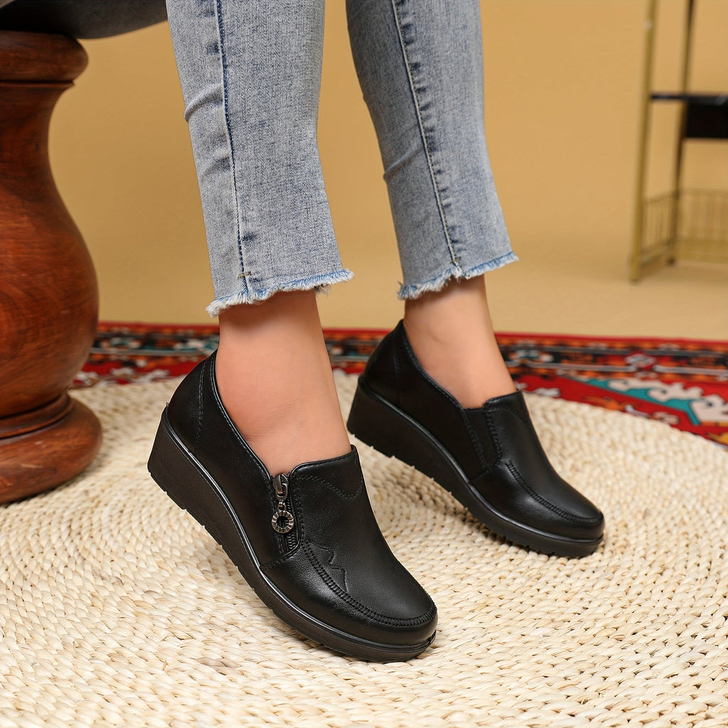 Dominique | Mocassins compensés à zip latéral