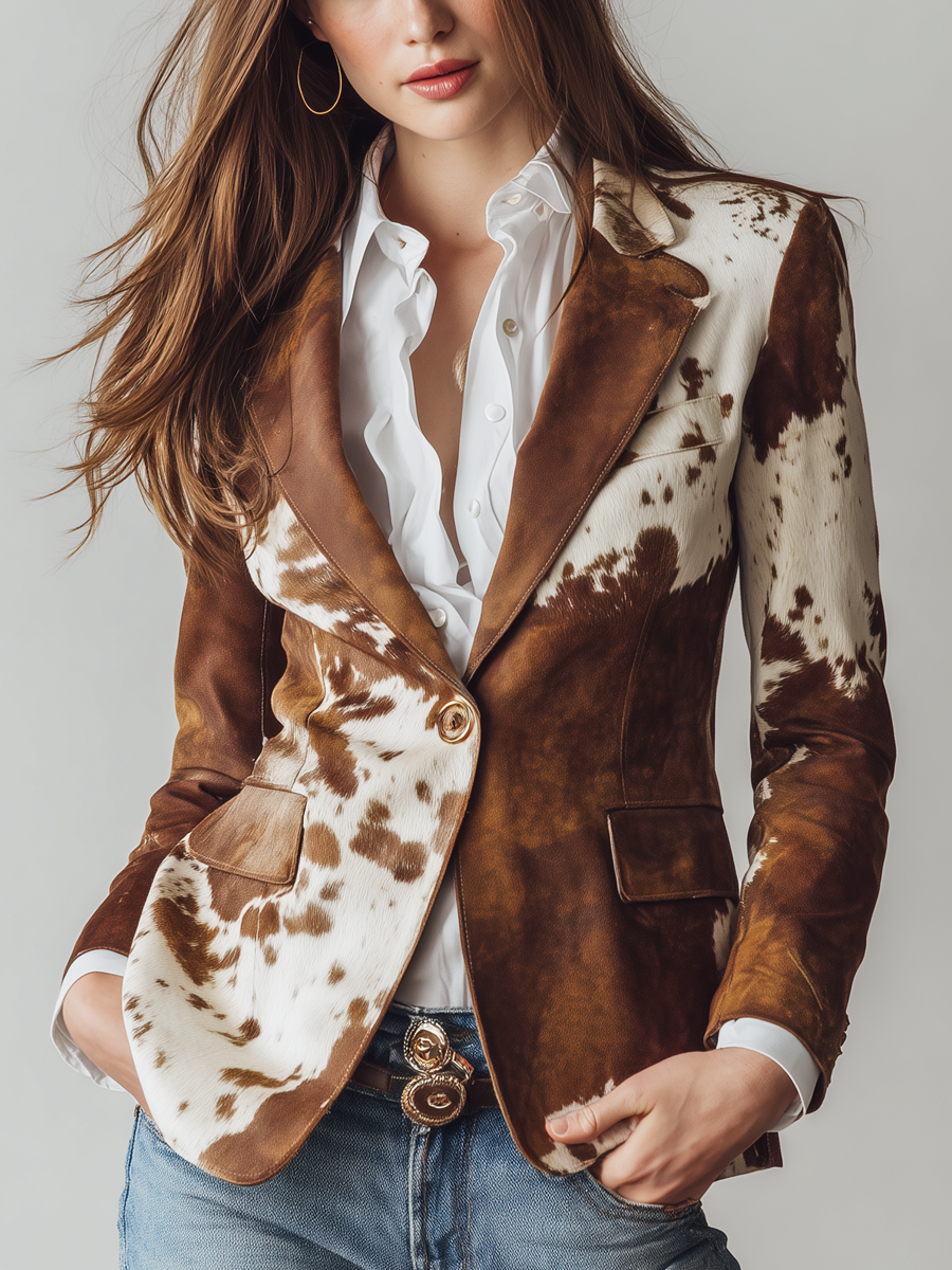 Adèle | Blazer vintage imprimé vache écoresponsable
