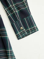 Margaux | Robe longue à revers et carreaux brun rougeâtre, style ethnique rétro