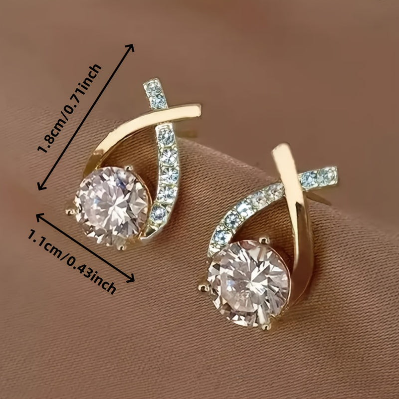 Amandine - Boucles d'oreilles croix dorée et zircon