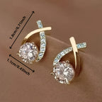 Amandine - Boucles d'oreilles croix dorée et zircon