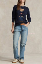 Colette | Pull ample en maille vintage américain à motif ourson