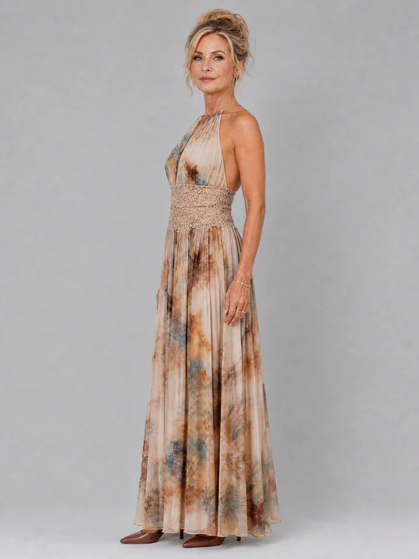 Elave | Vestido Maxi con Escote Halter y Cintura de Encaje
