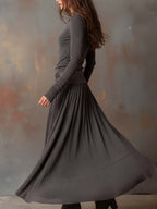 Chloé | Robe longue vintage en maille côtelée gris anthracite