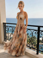 Elave | Vestido Maxi con Escote Halter y Cintura de Encaje