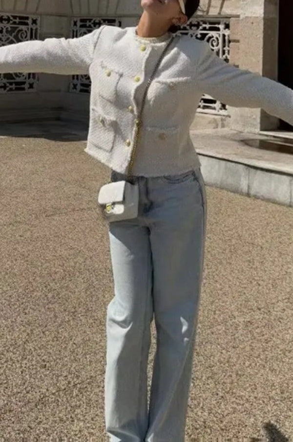 Joséphine | Veste en tweed à boutons métalliques et poches