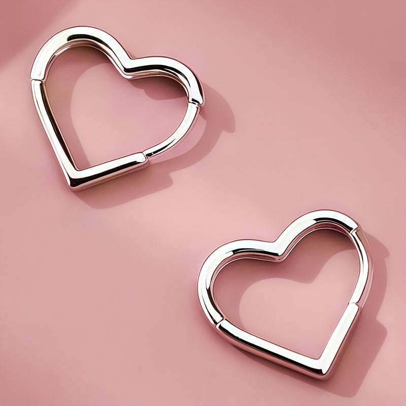 Gaëlle - Boucles d'oreilles dorées en forme de cœur en acier inoxydable
