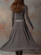 Chloé | Robe longue vintage en maille côtelée gris anthracite