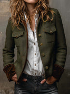 Sidonie | Blazer vintage à chevrons et liserés contrastants